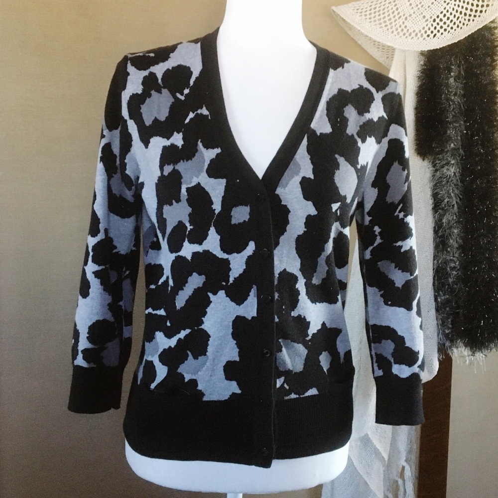 MICHAEL Michael Kors Black and Gray Animal Print Cardigan